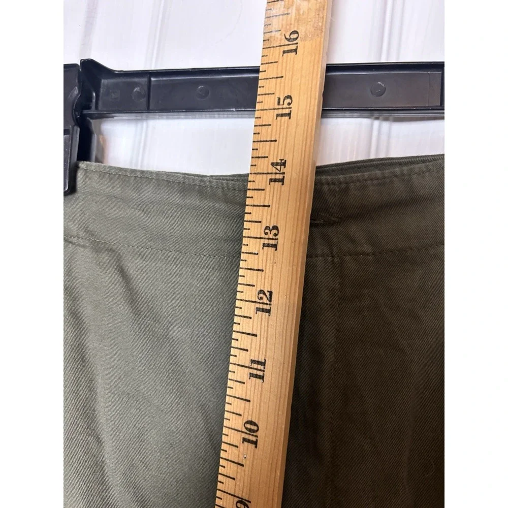 LANDS END 100% Cotton Pants 40x33‎ Army Green Pleated Front